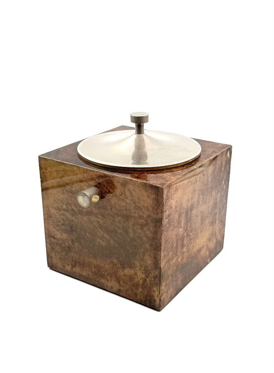 Image 1 of Mid-Century-Eiskübel aus braunem Pergament, Aldo Tura Italien 1950er Jahre