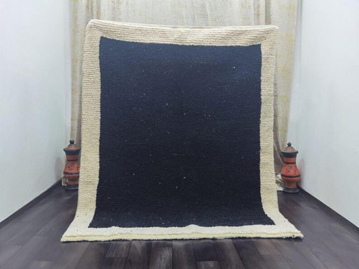 Large Authentic Handmade Black Berber Rug 3/4 M – Ahrend, vloerkleden en tapijten, Wool
