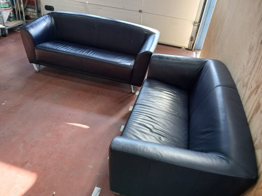 Set di divani Montel, blu scuro – banken, Leather, Metal (photo 2 of 6)