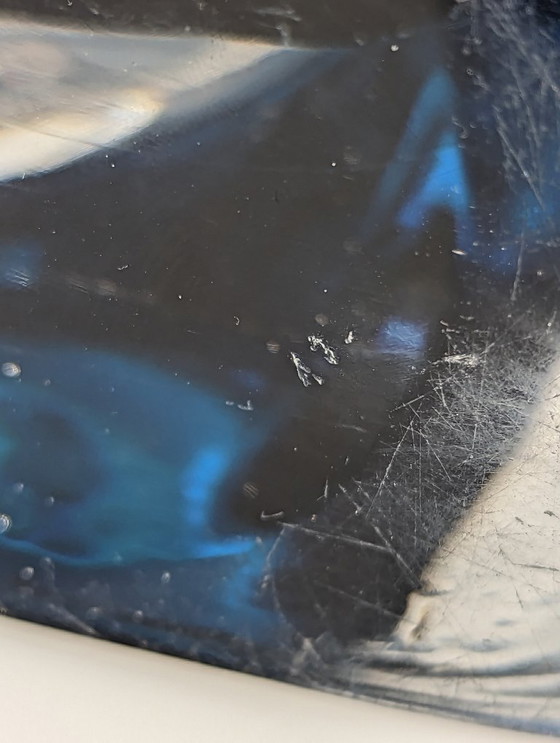 Image 1 of Orrefors Schwedische Moderne Tischlampe aus blauem Überfangglas, nummeriert, 1950er Jahre