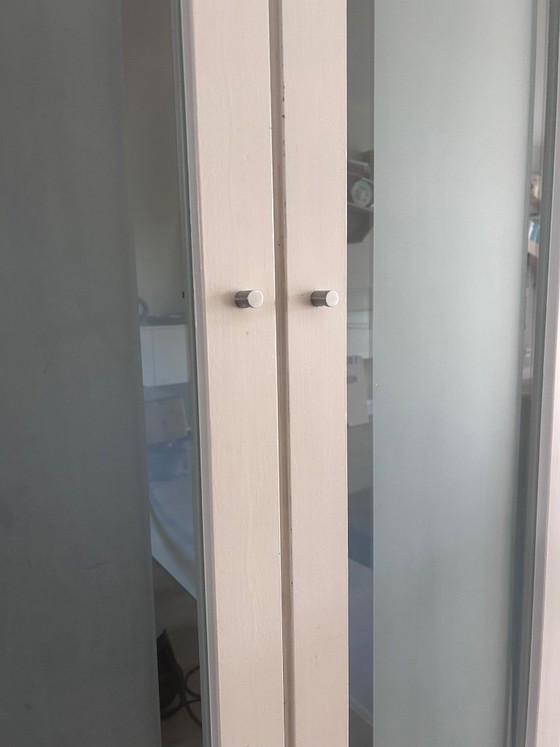 Puertas correderas blancas con cristal esmerilado y riel industrial, Biombos, Madera, Vidrio, Blanco, Modern (foto 3 de 5)