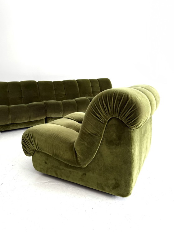 Divano modulare vintage con elementi in velluto, Italia anni '80 – Divani modulari, Wood, Textile (photo 8 of 15)