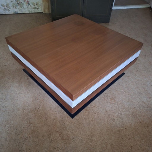 Moderne draaibare vierkante salontafel met 3 niveaus (Ligne Roset Strates-stijl)