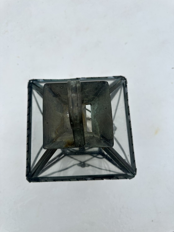 Image 1 of Antieke Franse koperen lantaarn met fleur de lis ornamented