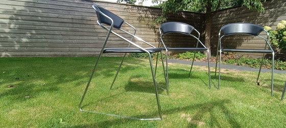 Image 1 of 4x Post moderner Draht-Edelstahl-Esszimmerstuhl