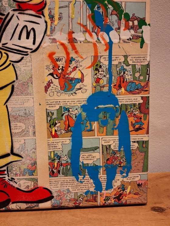 Image 1 of Koen betjes Krusty the clown x mcdonalds x banksy mashup painting