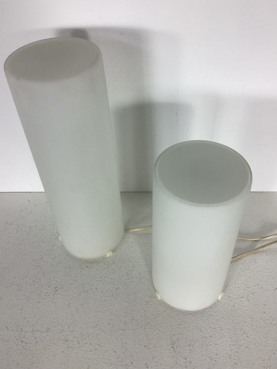 Image 1 of Set van 2 mat glazen lampen vintage