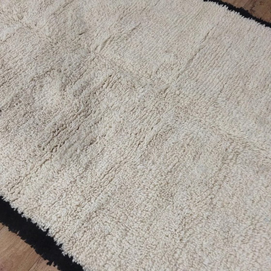 Image 1 of Berber Rug Cream Black Border – Natural Wool Handwoven Minimalist (210×150 cm)