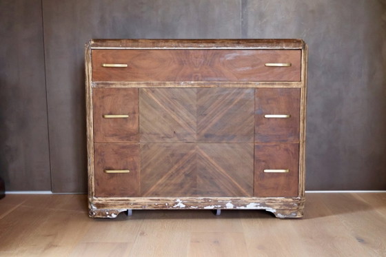 Restaurierte Art-Deco-Kommode in Walnussfurnier – Kommoden, Wood (photo 17 of 18)