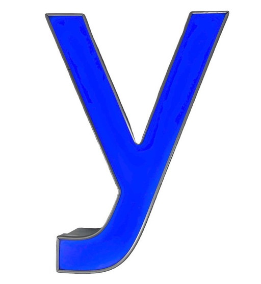 Vintage Blue Illuminated Letter Y, 1980s