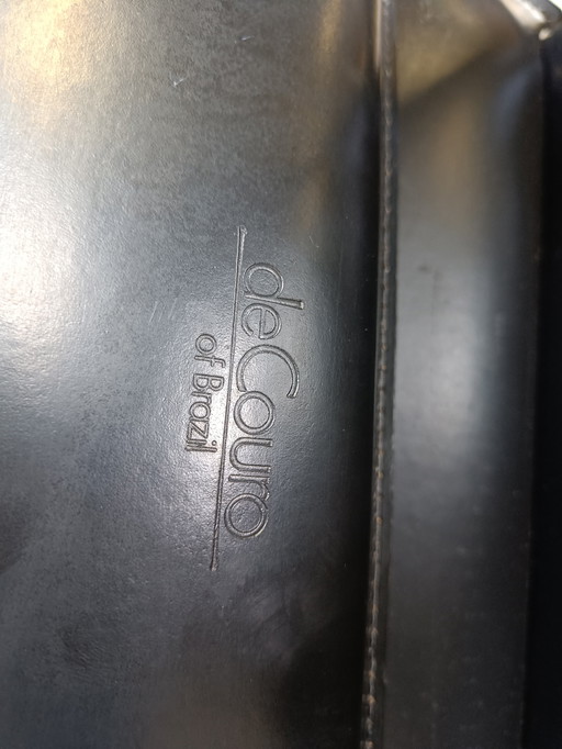 Black Leather Dining Chairs by De Couro Brazil, 1980s - Set of 4