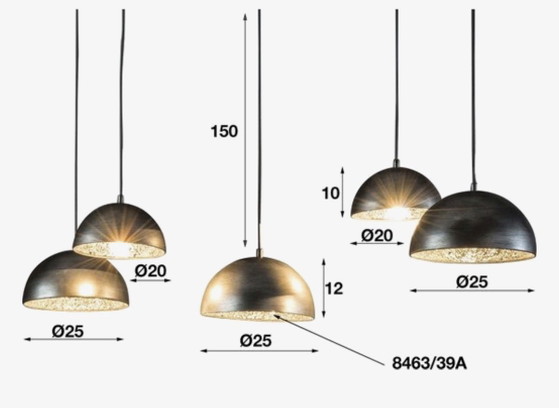 Reefs Interior Findorn Hanglamp - 5-lichts industrieel – Hanglampen, Metal, Ceramic (photo 4 of 5)