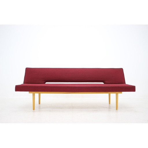 Vintage sofa by Miroslav Navrátil in wood and fabric1960s