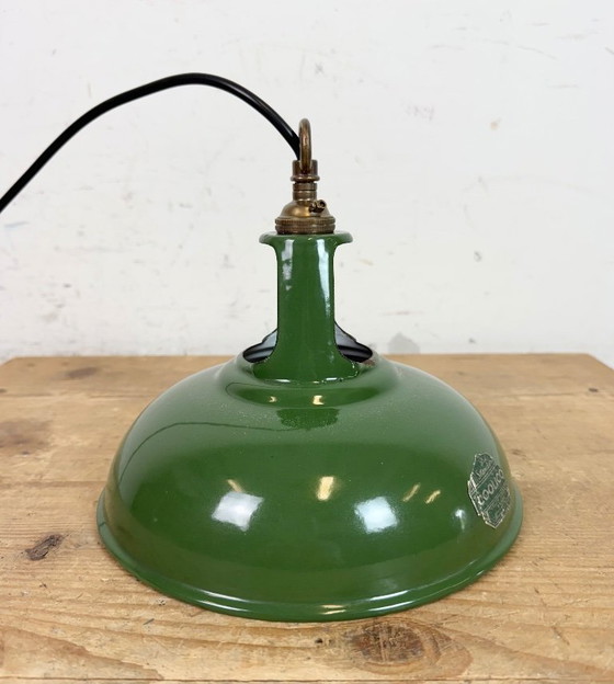 Image 1 of Industrial Green Enamel Factory Pendant Lamp from Coolicon, 1950s