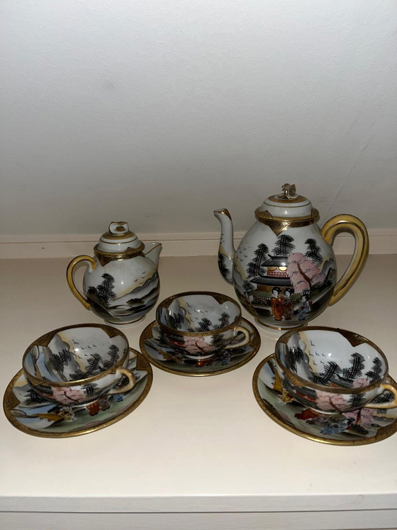 Image 1 of Servizio da tè giapponese vintage Geisha in the Garden