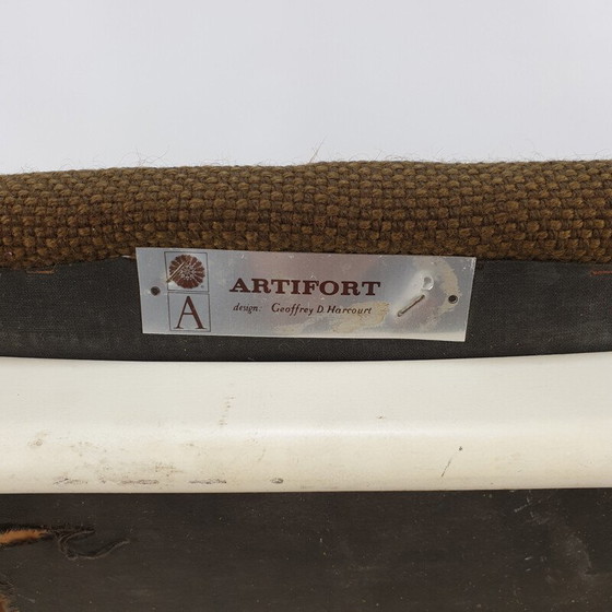 Image 1 of Pair of vintage armchairs in brown fabric for Artifort, 1960