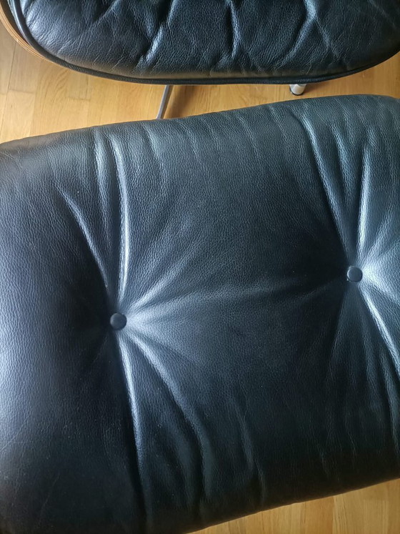 Fauteuil et ottoman Eames originaux par ICF De Padova (années 1970/80) – Herman Miller, Leather, Iron (photo 10 of 13)