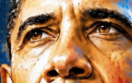 Acrylgemälde auf Leinwand / "Obama: Die Entstehung eines Anführers" / (60x60 cm) – Wanddekoration, Canvas (photo 3 of 5)