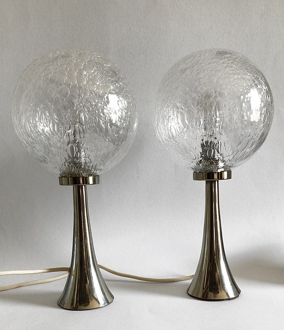 Image 1 of 2 vintage bubble glass table lamps