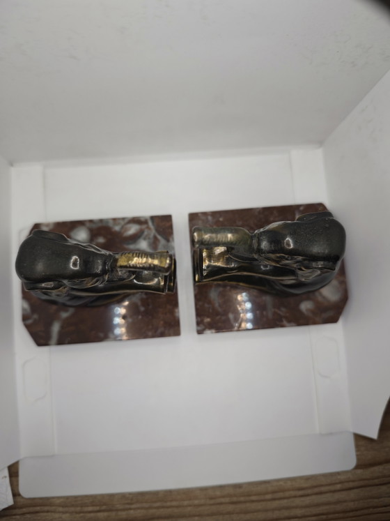 Pair of Art Deco Elephants – Sculpture, Marble, Metal (photo 3 of 15)