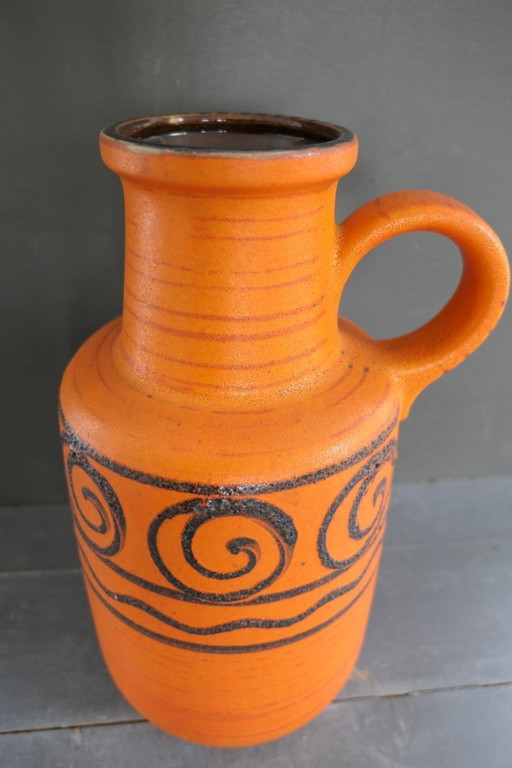 Vaso grande vintage Scheurich 408-40 arancione