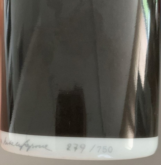 Image 1 of Natalie Sapone for Rosenthal Studio Line – Black Porcelain Vase with Metallic Ornaments, West Germany, 1960s–70s