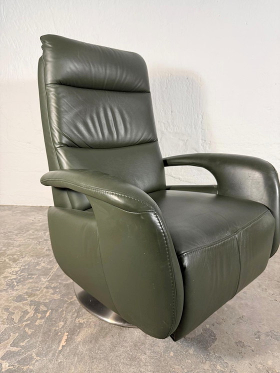 Image 1 of Leather recliner swivel easy chair 