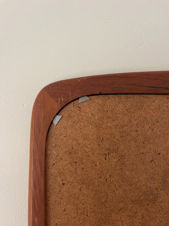 Image 1 of Vintage Deense teakhouten spiegel - prachtige randen - spiegel uit het midden van de vorige eeuw