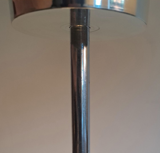 Image 1 of Lampadario vintage a 6 bracci in vetro e metallo, lampada a sospensione con attacco normale