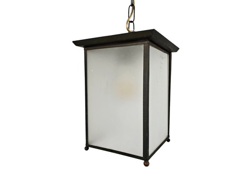 Amsterdamse School - Lantaarnlamp - Hanglamp - Koper - Glas - 1e Kwart 20e Eeuw