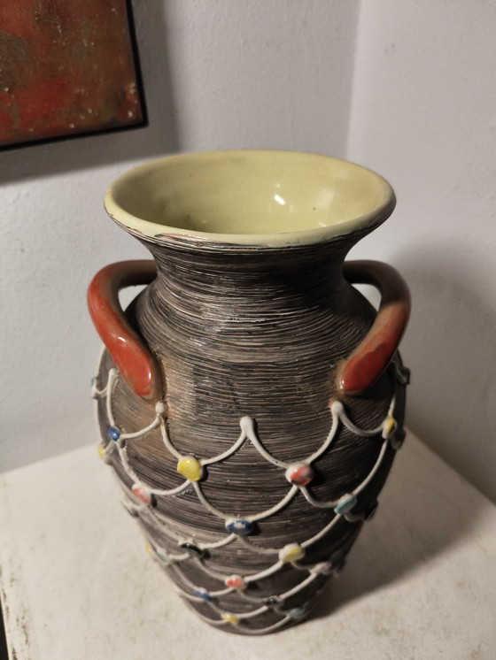 Image 1 of Vintage design modernist Italiaanse Harlekijn keramiek vaas van FRATELLI FANCIULLACCI 