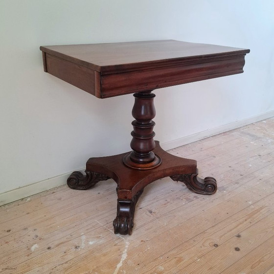 Antique Mahogany Wooden Gaming Table - Card Table (photo 3 of 8)
