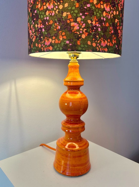 Image 1 of Tall vintage table lamp - 1970s - by Hustadt Leuchten - restored with a new shade