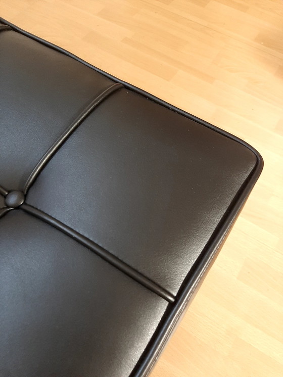Image 1 of Knoll Set Barcelona New-Never Used Black Leather Design by Ludwig Mies Van Der Rohe and Lilly Reich (1929)