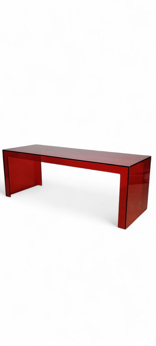 Postmodern red plexiglass coffee table 1990s