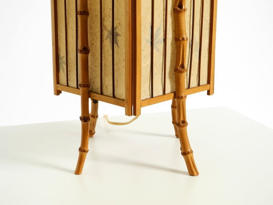 Beautiful French Mid-Century Modern Table Lamp Made Of Bamboo And Parchment Paper (photo 15 of 20)