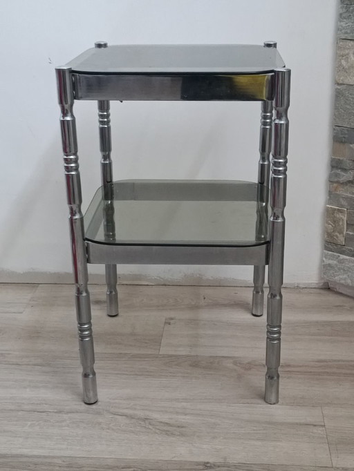 Metal and smoked glass side table 0970s