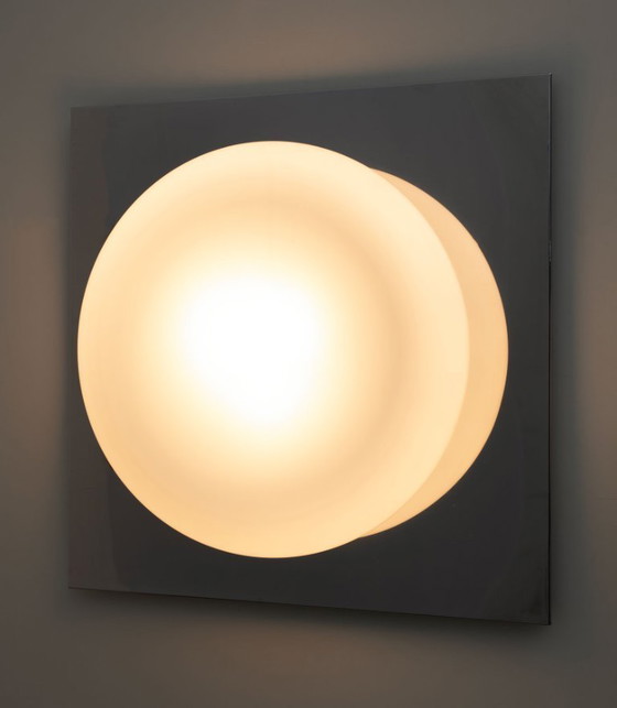 Image 1 of Carlo Nason Mid-century Modern Italian Steel and Murano Glass Wall Lamp, 1970s