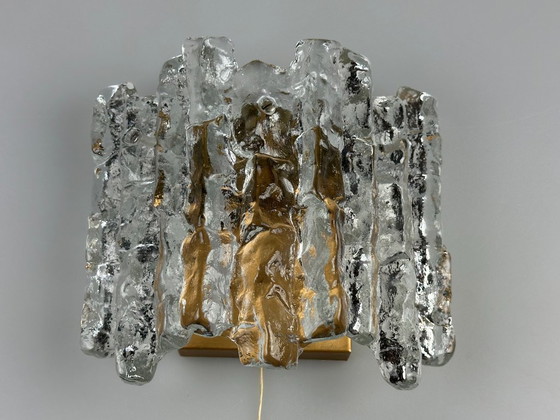 Image 1 of 60s 70s ice glass wall lamp Aplique de J.T. Kalmar Austria Design