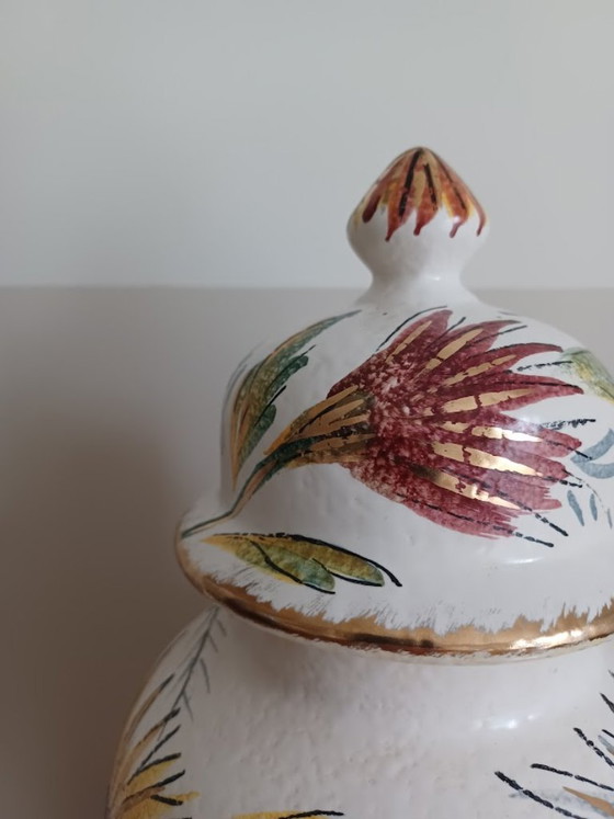 Image 1 of Vaso italiano eclettico con coperchio – Metà secolo, dipinto a mano – P220 – Anni '60/'70