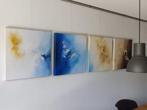 Série de 4 peintures de l'artiste Andrea Cook