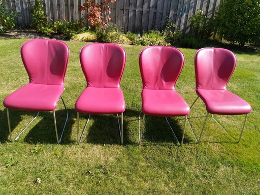 4x Bert Plantagie Chaise Blake Couleur Rose foncé