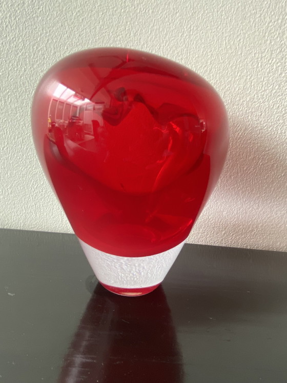 Image 1 of Vintage Murano Red Heart Vase attributed to Salviati Cuoricino Model