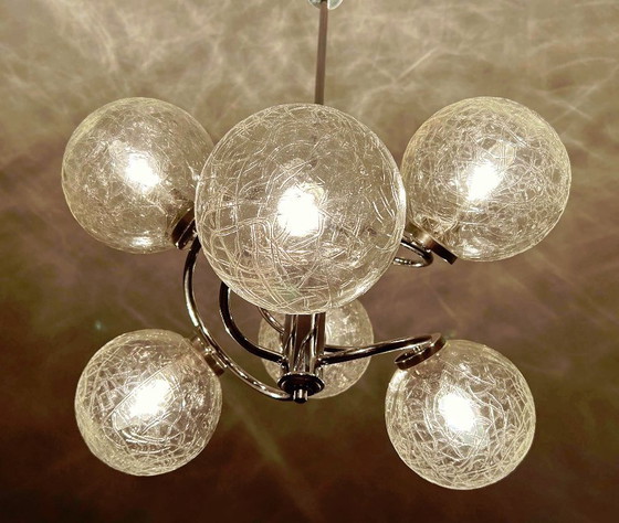 Image 1 of Lampadario vintage in vetro a bolle in stile spaziale