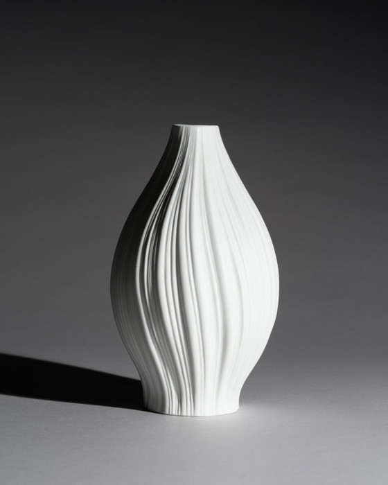 Image 1 of Rosenthal Vase Duo Martin Freyer Bisque Porcelain Plissée Iconic Design 1. Wahl