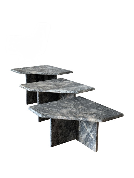 Vintage marmeren nesting tables, Italië 1970