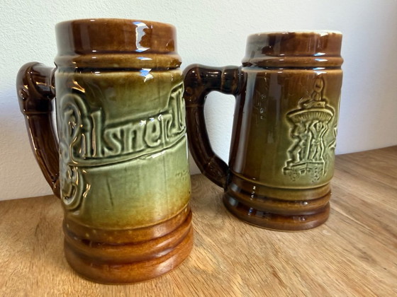 Bechyně Keramik-Bierkrug – Pilsner Urquell & Samson, Tschechoslowakei, 0,5L – Bechyne, Tafelgeschirr, Ceramic (photo 2 of 11)