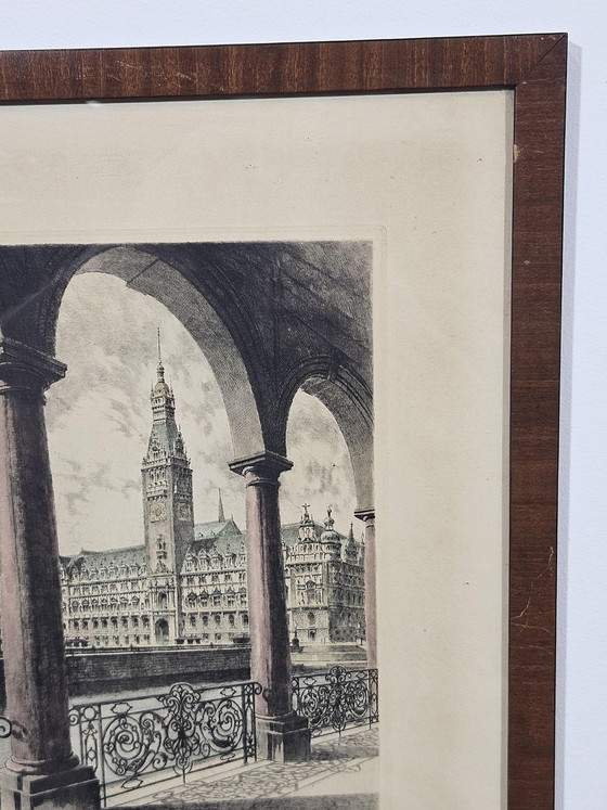 Albrecht Bruck, Stadhuis in Hamburg, Ets – Giclée Prints, Wood, Realisme (photo 7 of 14)
