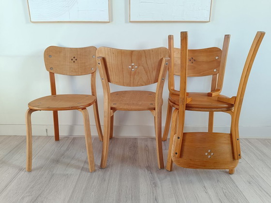 Image 1 of 4 sedie da pranzo in legno curvato scandinave