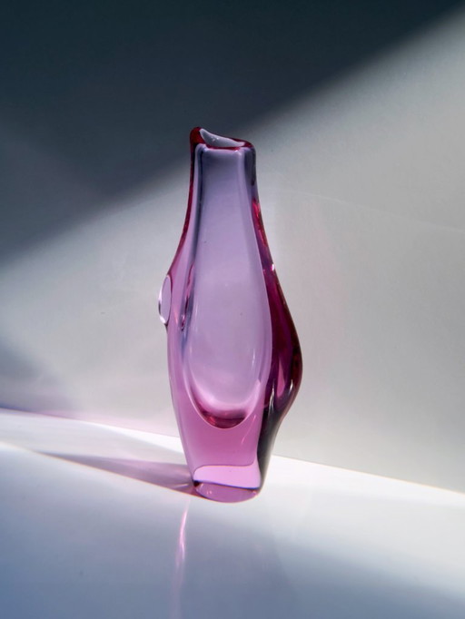 Vintage Vase Böhmen Alexandrit Glas Miroslav Klinger Neodym Zelezny Brod ZBS Železnobrodské sklárny Flieder Rosa Hellblau